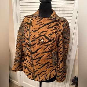 NWT Free People Animal Print Moto Jacket